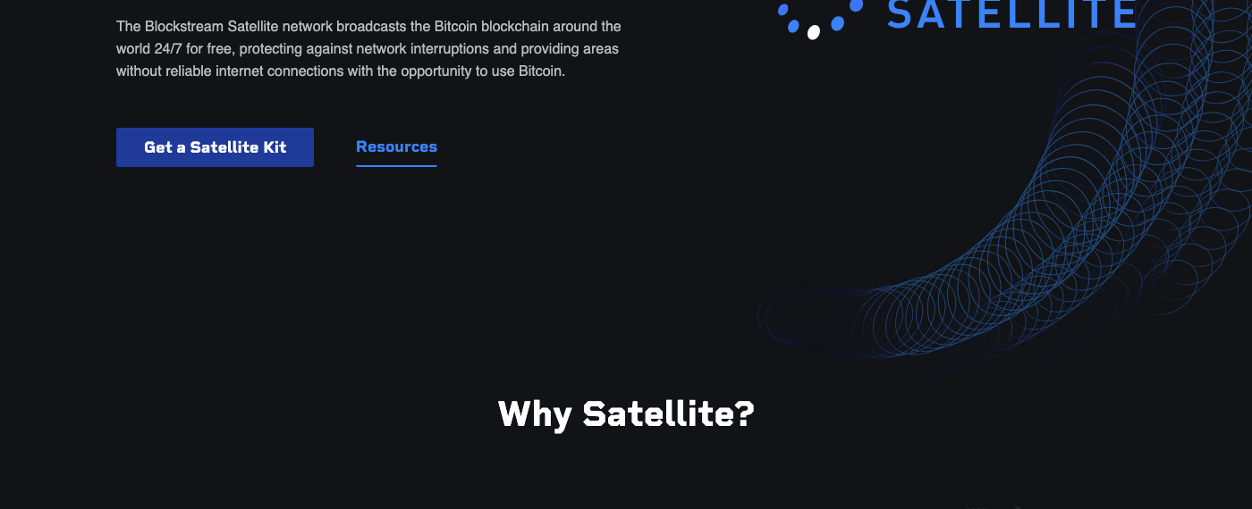 Blockstream Satellite broadcasts the Bitcoin blockchain from space.
